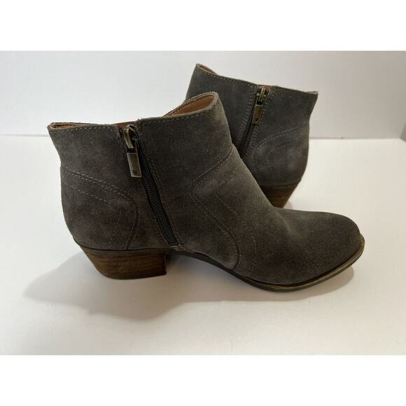 Lucky Brand Womens' Suede Ankle Boots Size 7M Gray Zip Up Boho Western Cowgirl - Picture 5 of 13